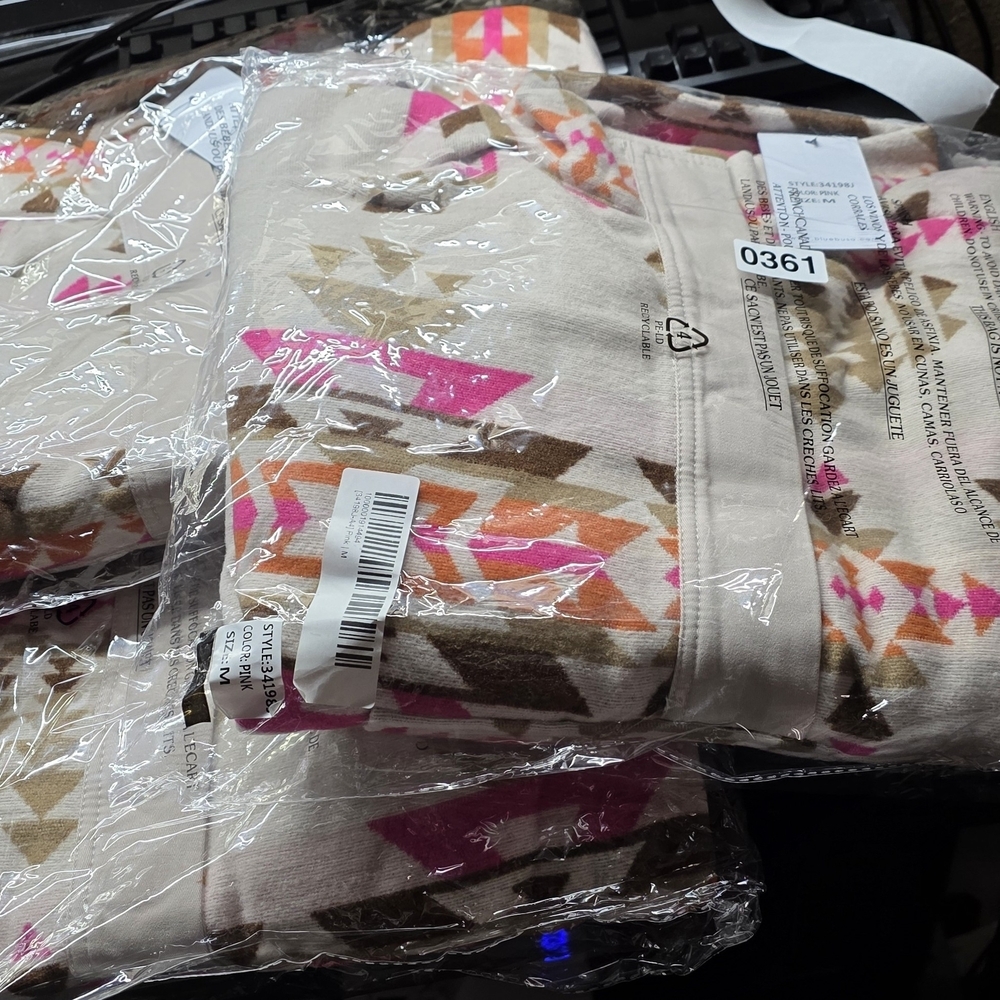 NWT blue b Aztec Print Pullover with Pink Accents Size S/M/L PTP 25 - Picture 7 of 13